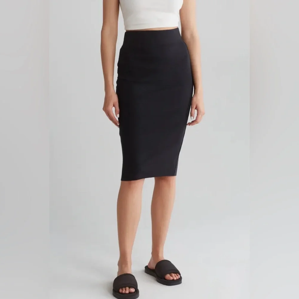 NWT James Perse Rib Midi Pencil Skirt in Black Sz 1 Small‎ $150